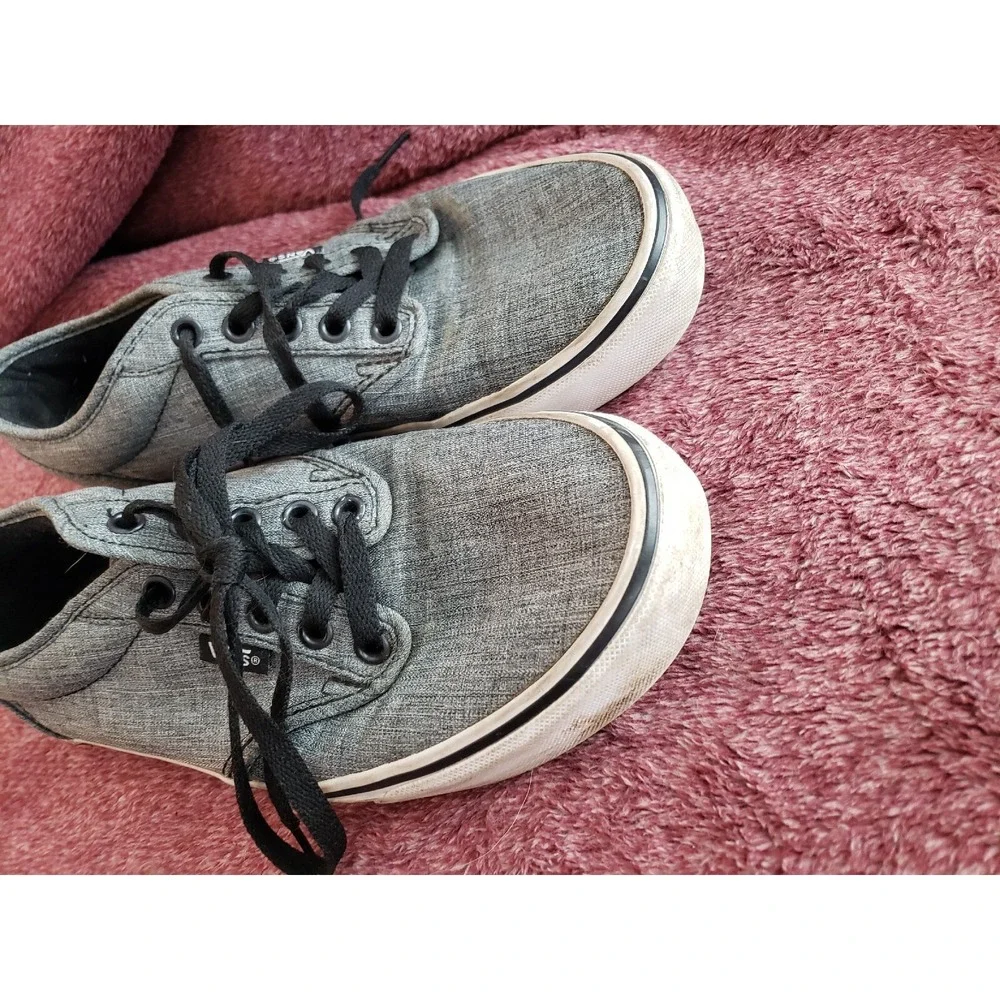 Vans Off The‎ Wall 500714 Gray Canvas Skate Shoes Lace Up Low Top Men's Size 7.5